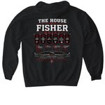 The House That Fisher Built, a Black Gildan Softstyle Pullover Hoodie (back-view)