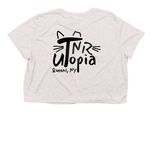 The Raw and the Rendered, a Heather Dust Women?s Flowy Cropped Tee (back-view)