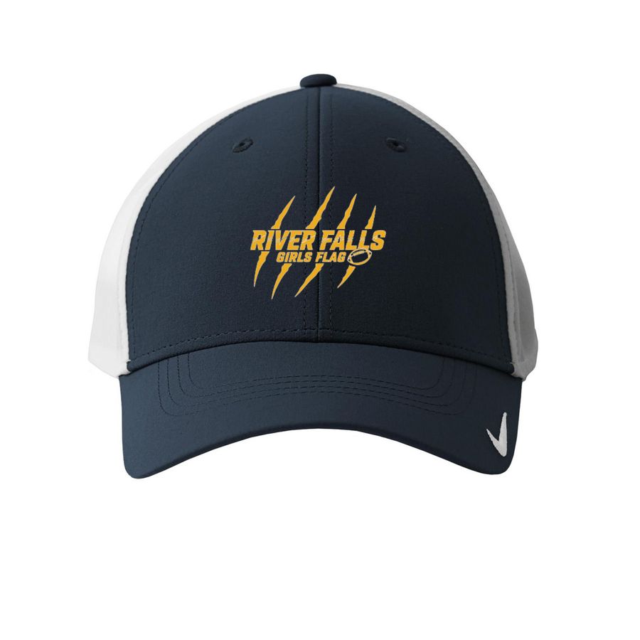 River Falls Girls Flag Fitted Nike Cap, a Navy/ White Printed Nike Dri-FIT Legacy Performance Cap