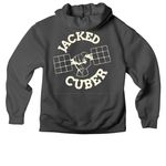 Jacked Cuber Off-White Logo, a Asphalt Premium Heavyweight Pullover Hoodie (back-view)
