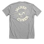 Jacked Cuber Off-White Logo, a Athletic Heather Premium Unisex Tee (back-view)
