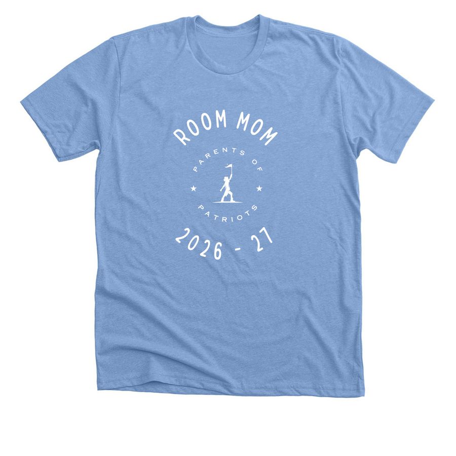 POP ROOM MOM, a Heather Carolina Blue Premium Unisex Tee