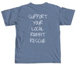 Support your local rabbit rescue!, a Blue Jean Comfort Colors Unisex Tee (back-view)