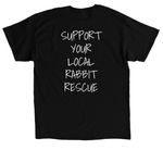 Support your local rabbit rescue!, a Black Classic Unisex Tee (back-view)