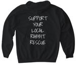 Support your local rabbit rescue!, a Black Gildan Softstyle Pullover Hoodie (back-view)
