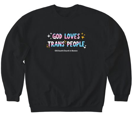 God Loves Trans People, a Black Softstyle Crewneck Sweatshirt