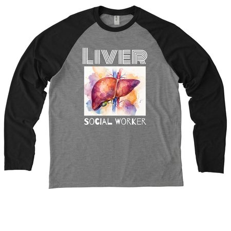 Liver Transplant Social Workers&nbsp;, a Deep Black/ Aluminum Grey Allmade Eco Triblend Colorblock Raglan Long Sleeve Tee