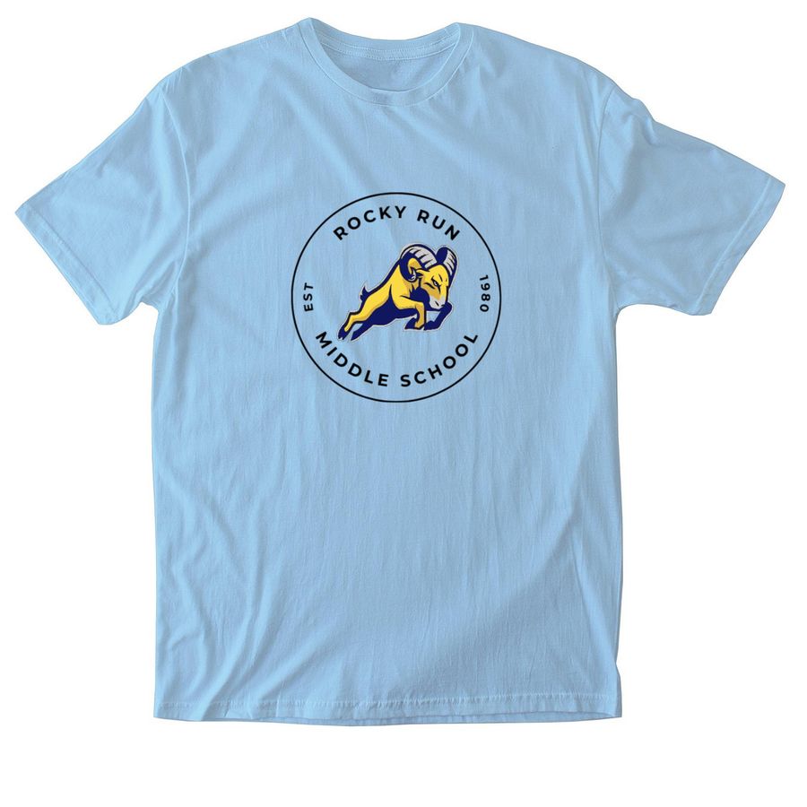 RRMS Ram Logo, a Light Blue Softstyle Cotton Tee