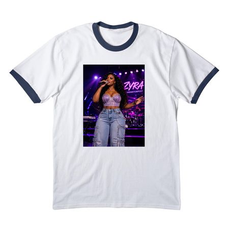 Zyra C&nbsp;, a White/ Navy Cotton Ringer Tee