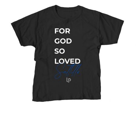 FOR GOD SO LOVED SALTILLO, a Black Youth Unisex Tee