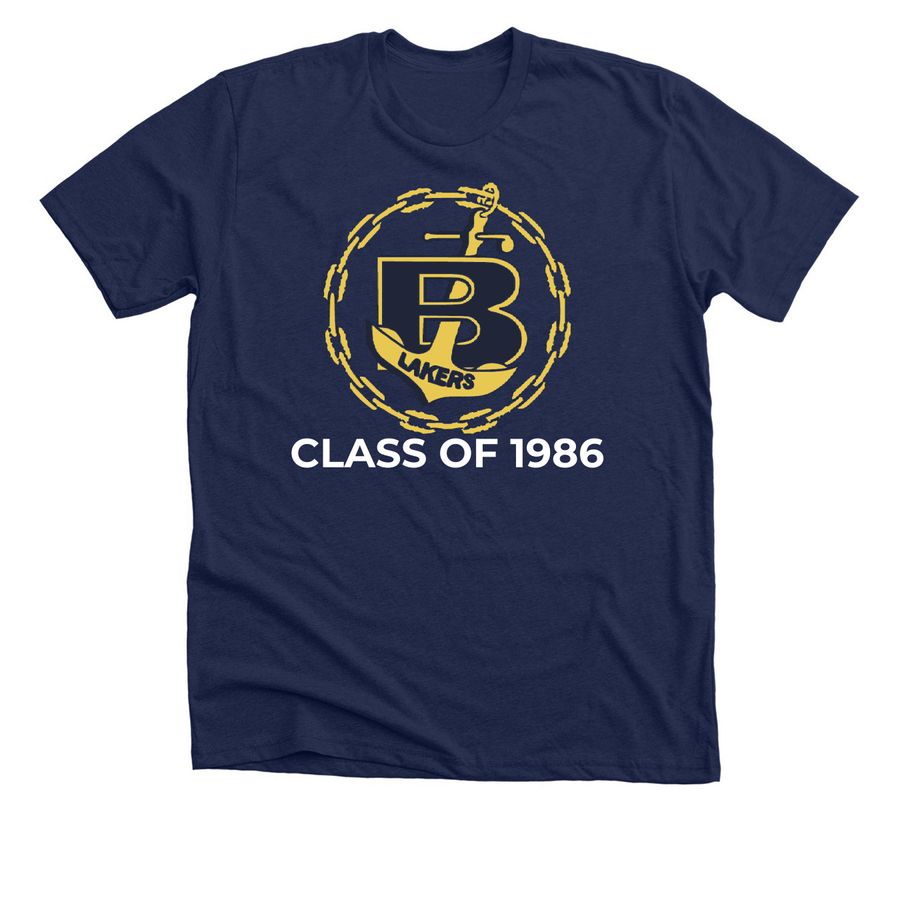 CLASS OF 1986, a Solid Navy Blend Premium Unisex Tee