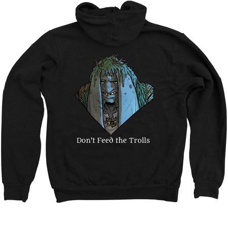 Vaesen Troll Zip-Up Hoodie, a Black Zip Up Hoodie (back-view)