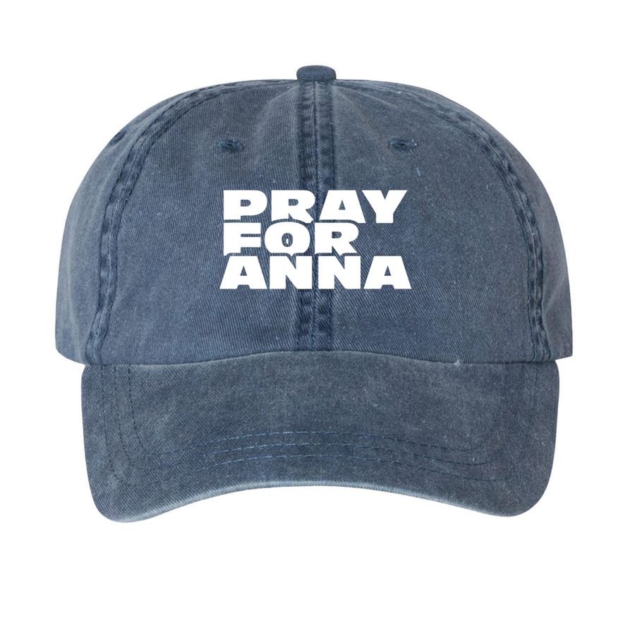 Pray for Anna - Hat, a Navy Printed Pigment Dye Baseball Cap