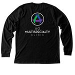 Branded Shirts, a Black Heather Premium Long Sleeve Tee (back-view)