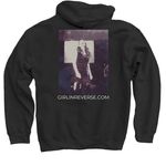 Red layout, a Black Pullover Hoodie (back-view)