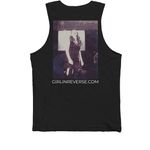 Red layout, a Black Premium Cotton Tank (back-view)