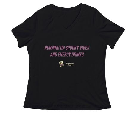 Spooky Vibes, a Black Women's Relaxed V-Neck Tee