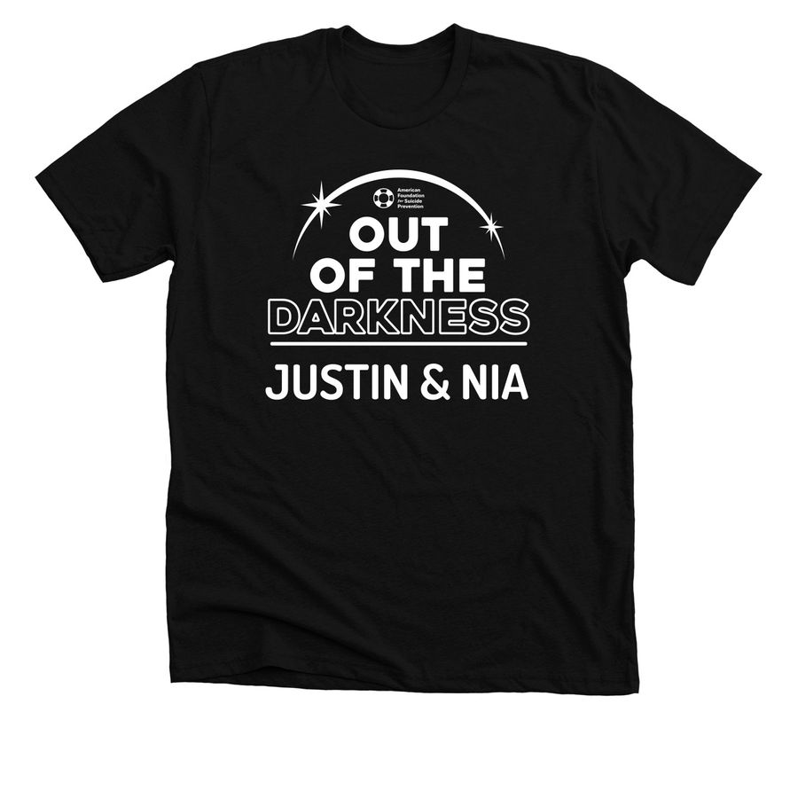 JUSTIN & NIA, a Solid Black Blend Premium Unisex Tee