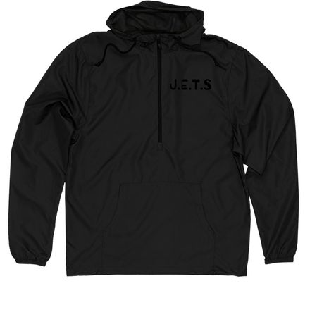 J.E.T.S, a Black Quarter-Zip Windbreaker