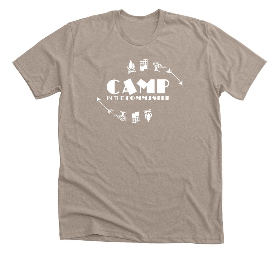 Camp in the Community, a Heather Stone Premium Unisex Tee