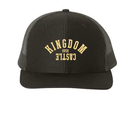 Kingdom Over Castle Hat, a Black Printed Snapback Trucker Cap