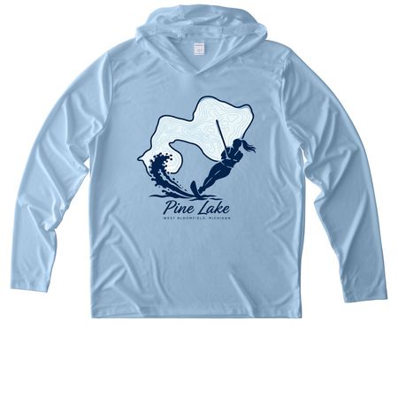 Pine Lake Waterskiing - Women?s UV, a Light Blue UV Performance Long Sleeve Hoodie