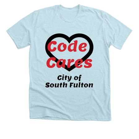 Code Cares&nbsp;, a Heather Ice Blue Premium Unisex Tee