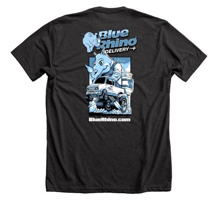 Blue Rhino Delivery+ Tops, a Dark Grey Heather Premium Unisex Tee (back-view)