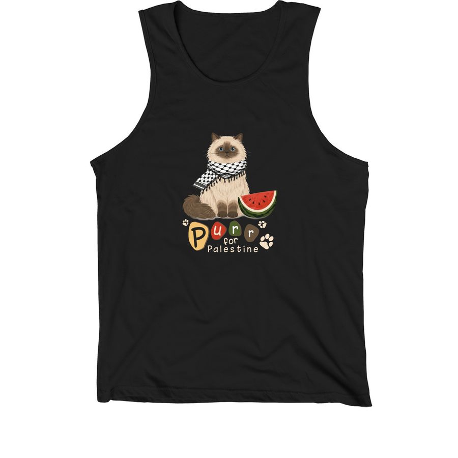 Purr for Palestine | summer edition ??, a Black Premium Cotton Tank