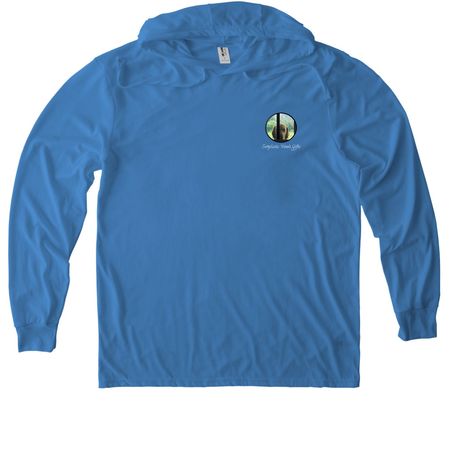 Faith in Bloom, a Azure Blue Allmade Eco Triblend Hoodie Tee (back-view)