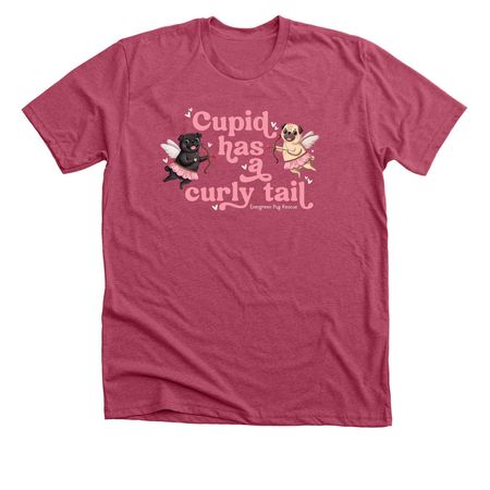 Cupid has a Curly Tail, a Heather Raspberry Premium Unisex Tee