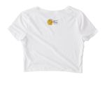 (Purple Logo) T-shirts & Crops, a White Women's Fitted Cropped Tee (back-view)