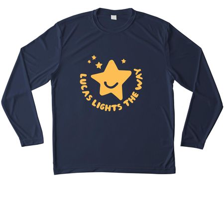 Lucas Lights The Way OMAS Activewear, a True Navy Unisex Performance Long Sleeve Tee
