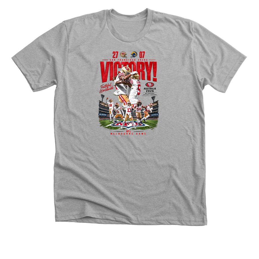 San Francisco And 49ers Victory 27-07 And Ram, a Athletic Heather Premium Unisex Tee