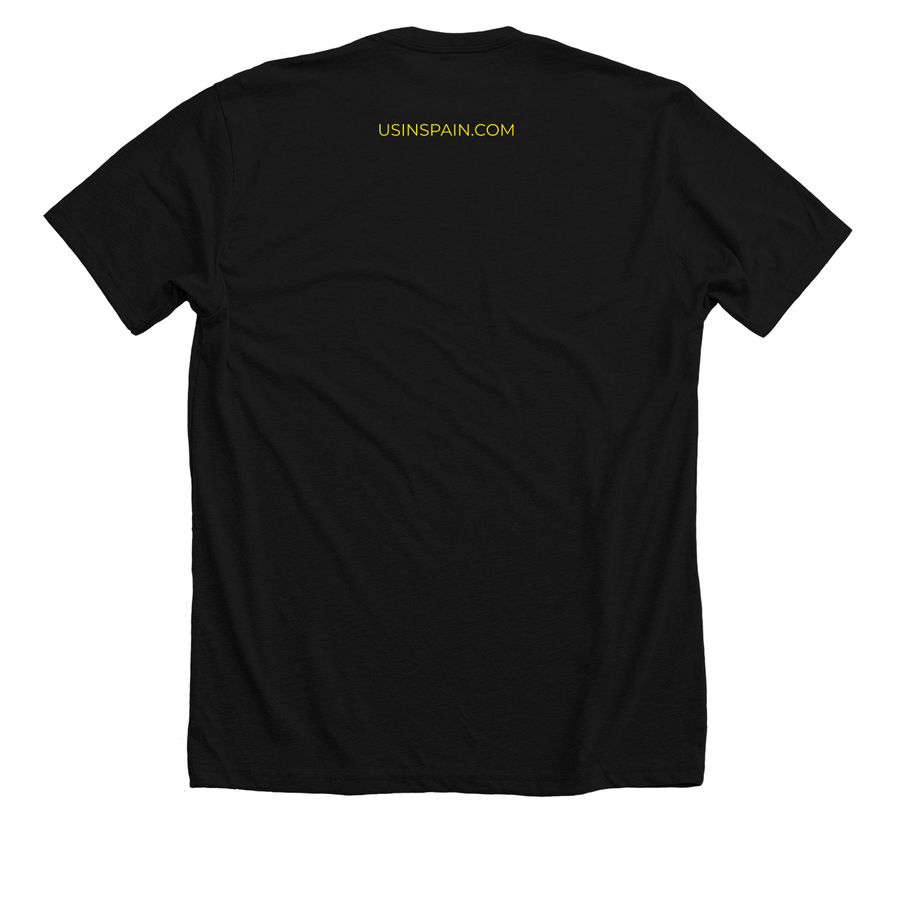 USINSPAIN, a Solid Black Blend Premium Unisex Tee (back-view)