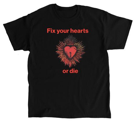 Fix Your Hearts Pride Shirt, a Black Classic Unisex Tee