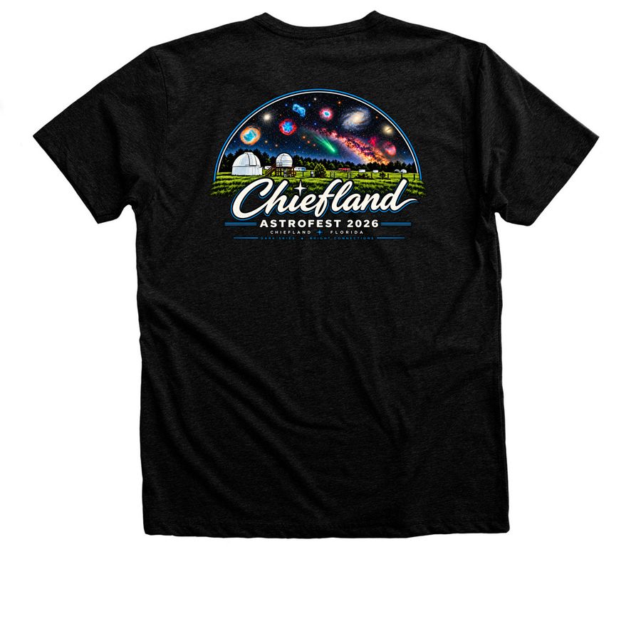 Chiefland Astrofest 2026 PARTY, a Black Heather Premium Unisex Tee (back-view)