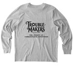 Trouble Makers&nbsp;, a Heather Grey Stanley/Stella Unisex Creator 2.0 Long Sleeve Tee (back-view)
