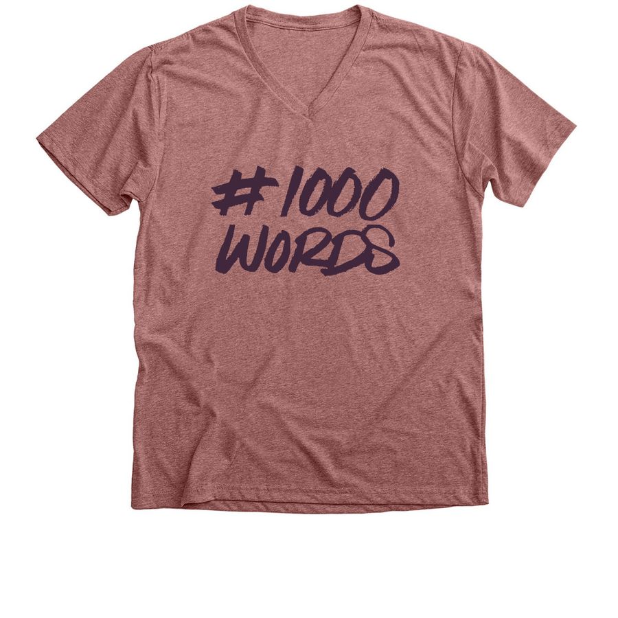 #1000 Words V-Neck Tee, a Heather Mauve Premium V-Neck Tee
