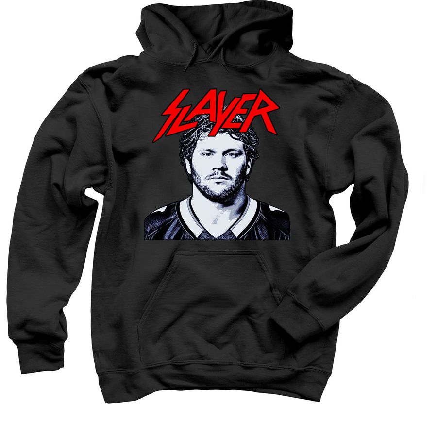 Josh Allen Slayer Band Logo Style Buffalo Bil, a Black Pullover Hoodie
