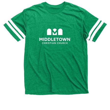 The MCC Classic Logo Tee, a Vintage Green / White Football Jersey Tee