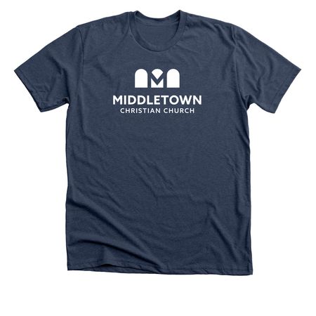 The MCC Classic Logo Tee, a Heather Navy Premium Unisex Tee