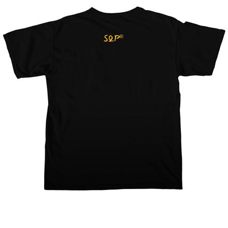 Triple crown t shirts (7) gold, a Black Comfort Colors Unisex Tee (back-view)