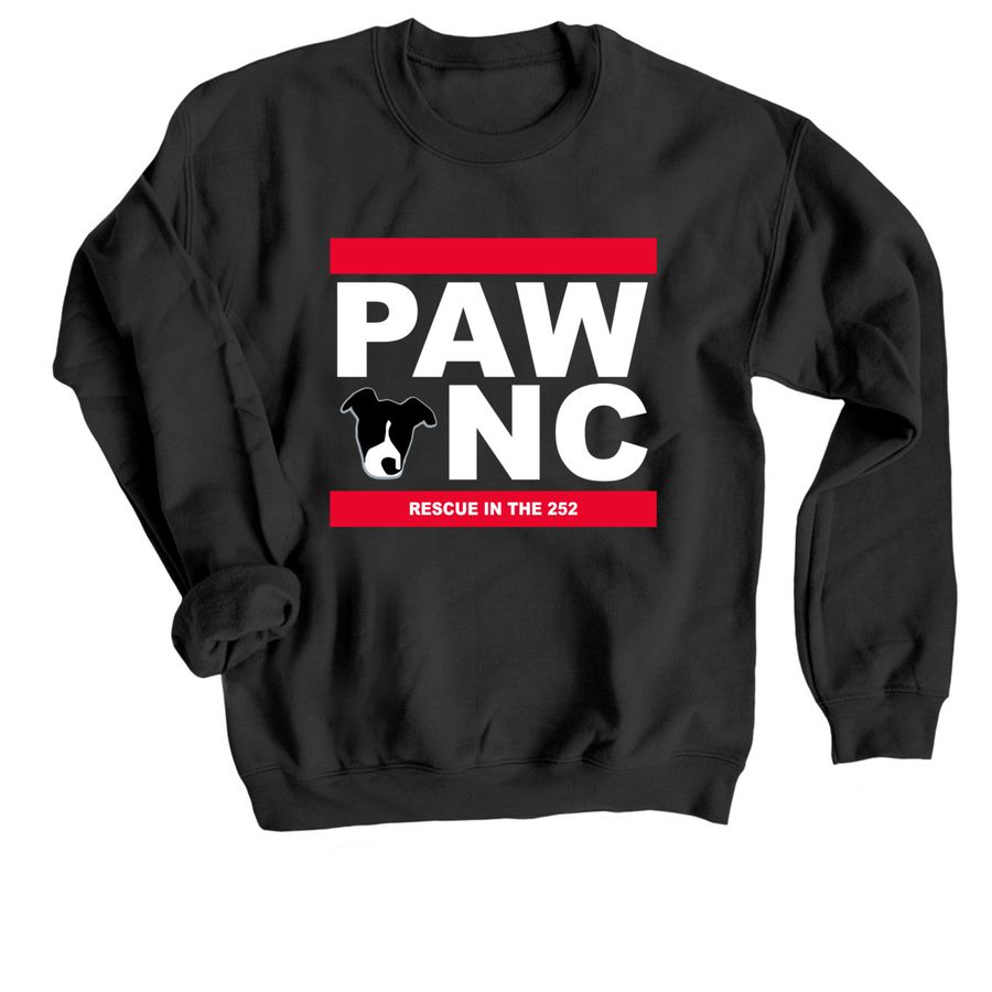 Support PAWNC!, a Black Crewneck Sweatshirt