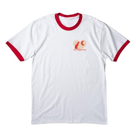 Stray Cat Alliance - Heart, a White/ Red Cotton Ringer Tee