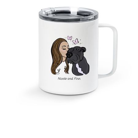 Nicole and Finn Mug, a White Stainless Steel Travel Mug