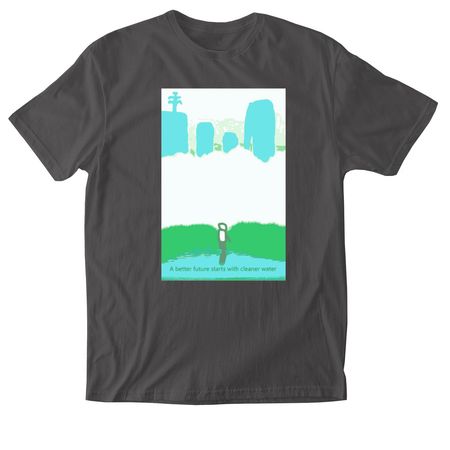A Better Future Starts with Cleaner Water, a Charcoal Softstyle Cotton Tee