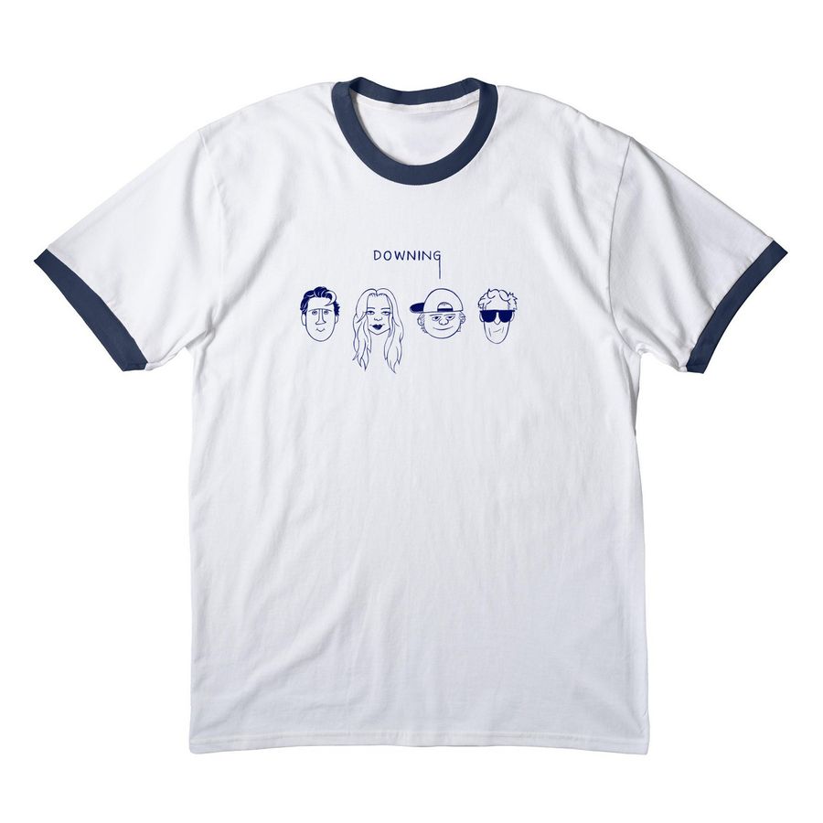 Downing tee, a White/ Navy Cotton Ringer Tee