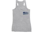 F/A-18 Carrier - Jet Flag Front, a Athletic Heather Women's Racerback (back-view)