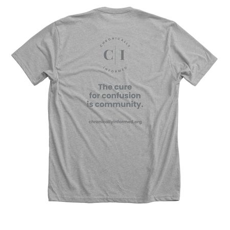 Chronically Queer Pride, a Athletic Heather Premium Unisex Tee (back-view)
